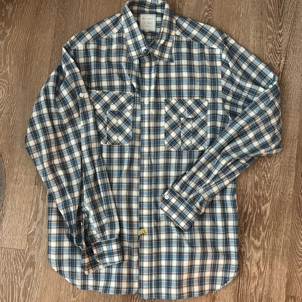 Billy Reid Full Cut Blue Plaid Shirt
